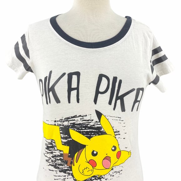 Pokemon Girls Casual Pika Pikachu White Black Ring - Picture 2 of 6